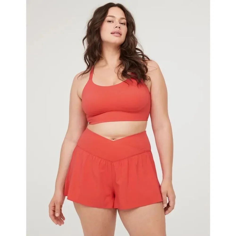 OFFLINE By Aerie Real Me Crossover Flowy Shorts In Coral Orange Size M